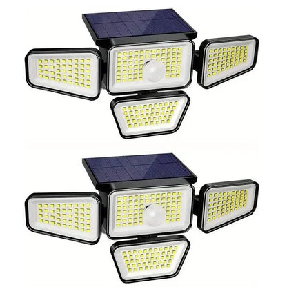 270 LEDs Solar Wall Light With Motion Sensor - 4 Head Lamp, 3 Lighting Modes Wide Angle Security Wireless Flood Light - A-1 Thread Vault