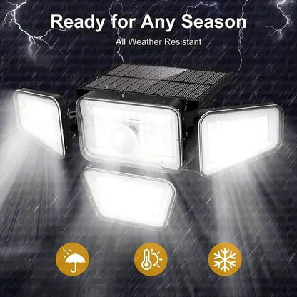 270 LEDs Solar Wall Light With Motion Sensor - 4 Head Lamp, 3 Lighting Modes Wide Angle Security Wireless Flood Light - A-1 Thread Vault
