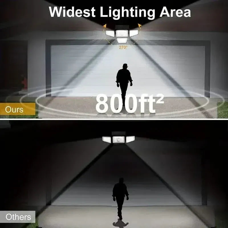 270 LEDs Solar Wall Light With Motion Sensor - 4 Head Lamp, 3 Lighting Modes Wide Angle Security Wireless Flood Light - A-1 Thread Vault