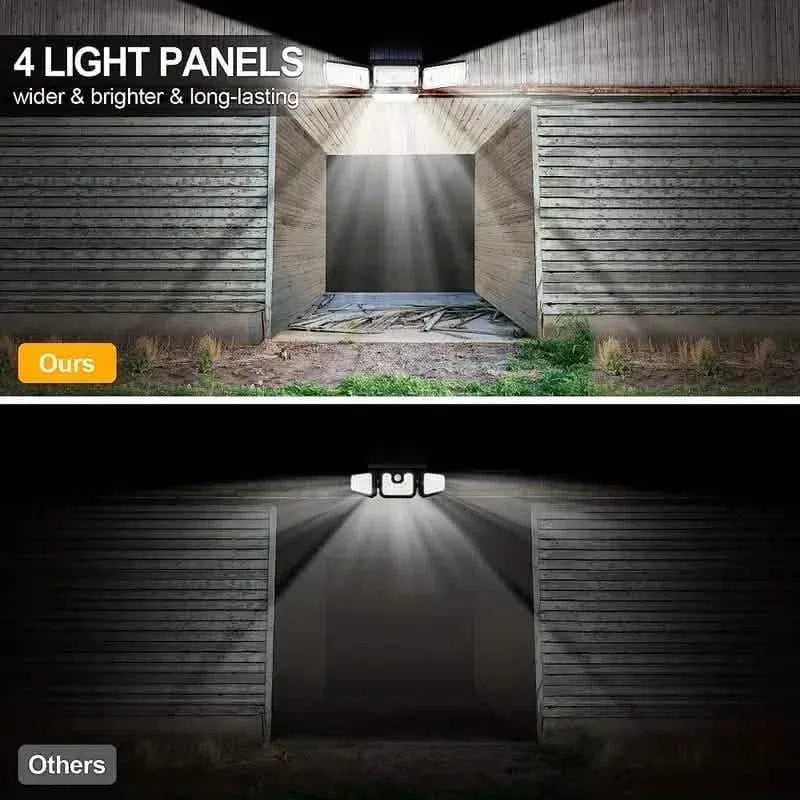270 LEDs Solar Wall Light With Motion Sensor - 4 Head Lamp, 3 Lighting Modes Wide Angle Security Wireless Flood Light - A-1 Thread Vault
