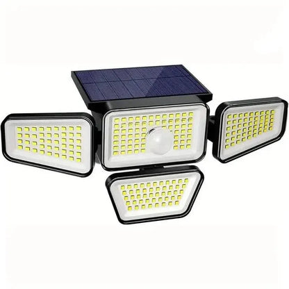 270 LEDs Solar Wall Light With Motion Sensor - 4 Head Lamp, 3 Lighting Modes Wide Angle Security Wireless Flood Light - A-1 Thread Vault