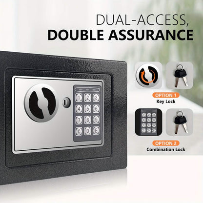 Fireproof Digital Home Safe with Keypad, Sensor Light & Money Bag-Silver - A-1 Thread Vault