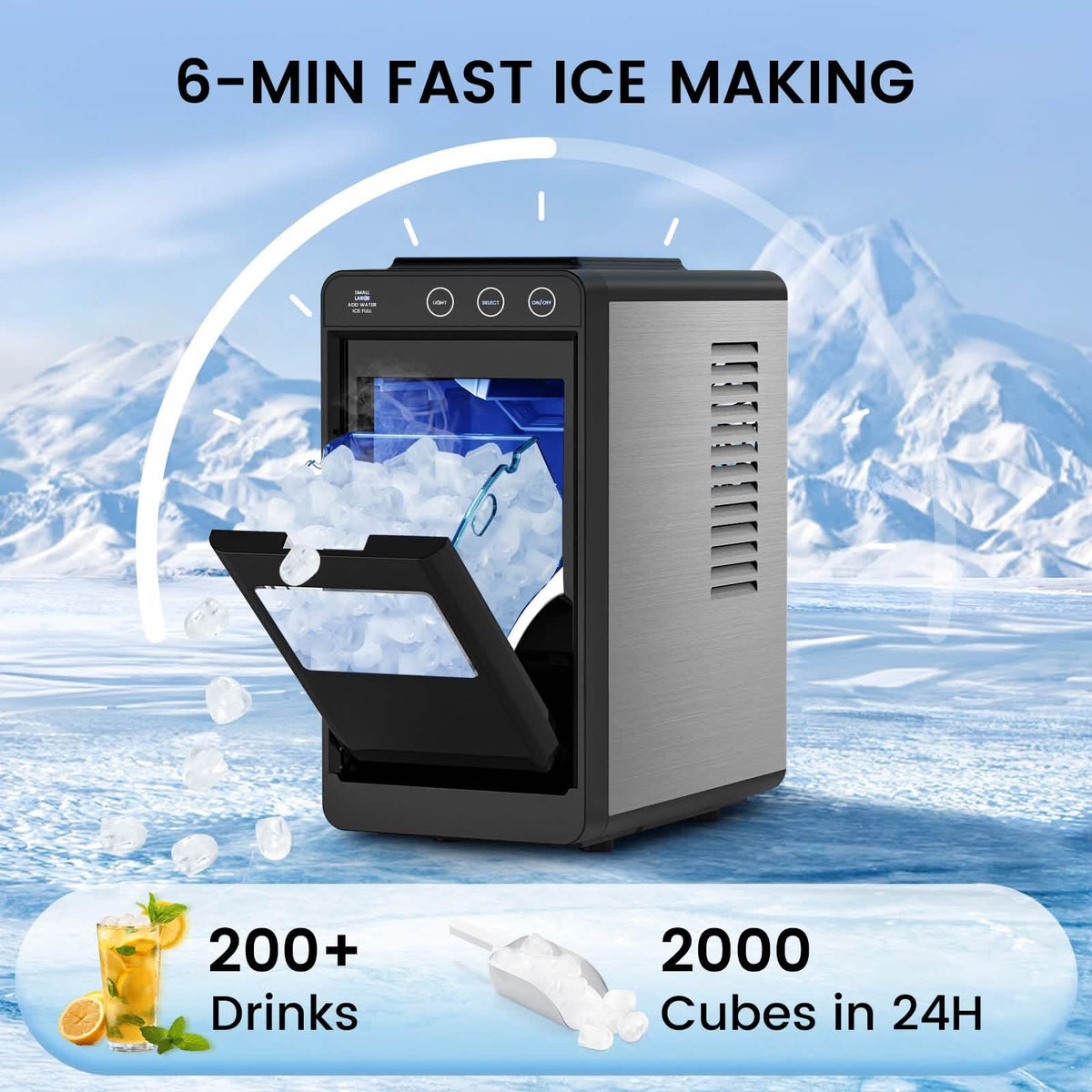 Portable Countertop Ice Maker – 8 Cubes/6 Min, Self-Cleaning - A-1 Thread Vault