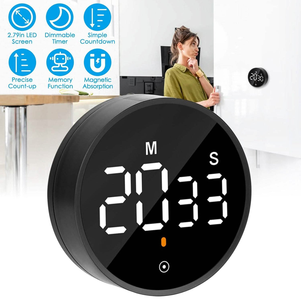 2.79" LED Digital Electronic Countdown Timer Dimmable Mutable Magnetic Clock - A-1 Thread Vault