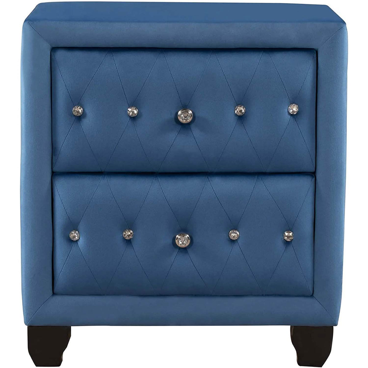 27.9" Tall Bedside Table Blue Upholstered Velvet 2-Drawer Nightstand - A-1 Thread Vault
