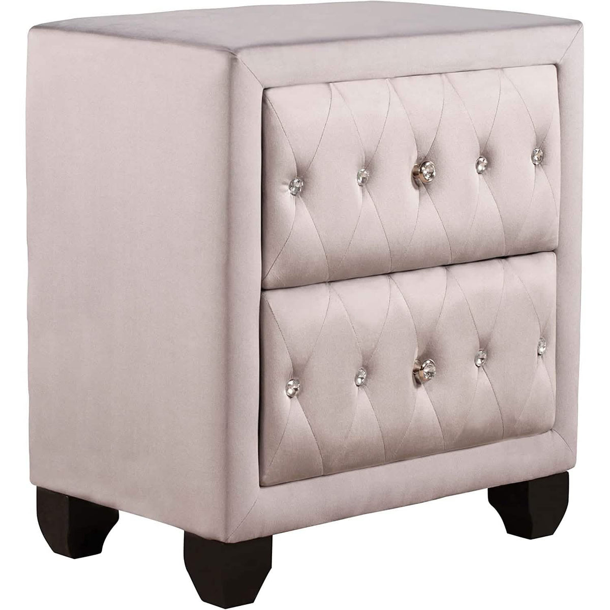 27.9" Tall Bedside Table Blue Upholstered Velvet 2-Drawer Nightstand - A-1 Thread Vault