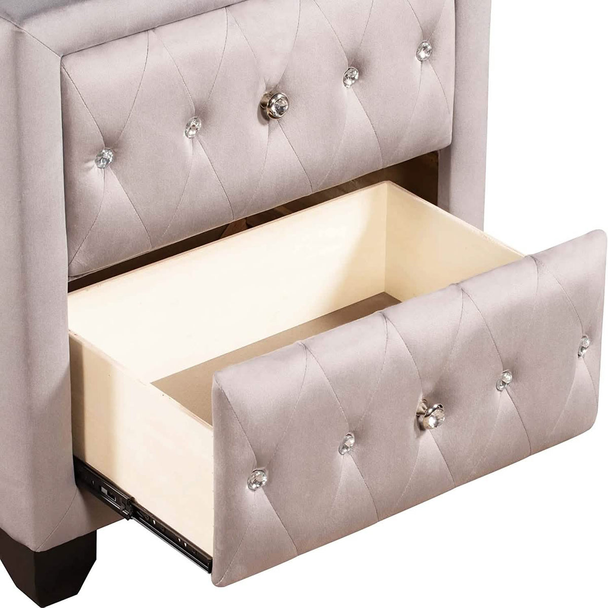 27.9" Tall Bedside Table Blue Upholstered Velvet 2-Drawer Nightstand - A-1 Thread Vault