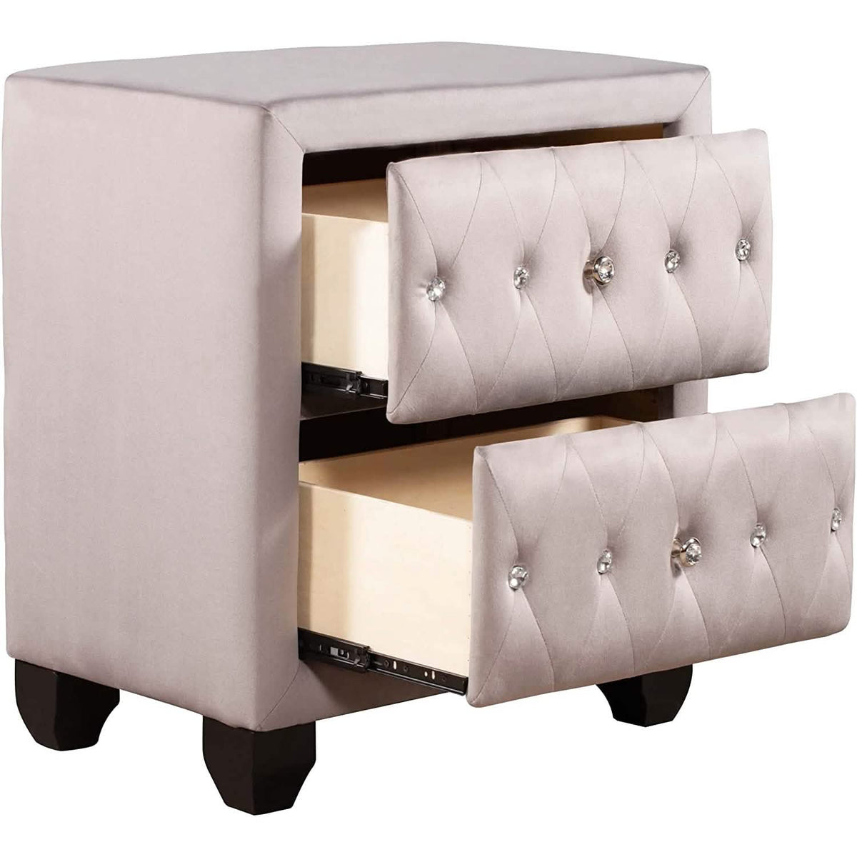 27.9" Tall Bedside Table Blue Upholstered Velvet 2-Drawer Nightstand - A-1 Thread Vault