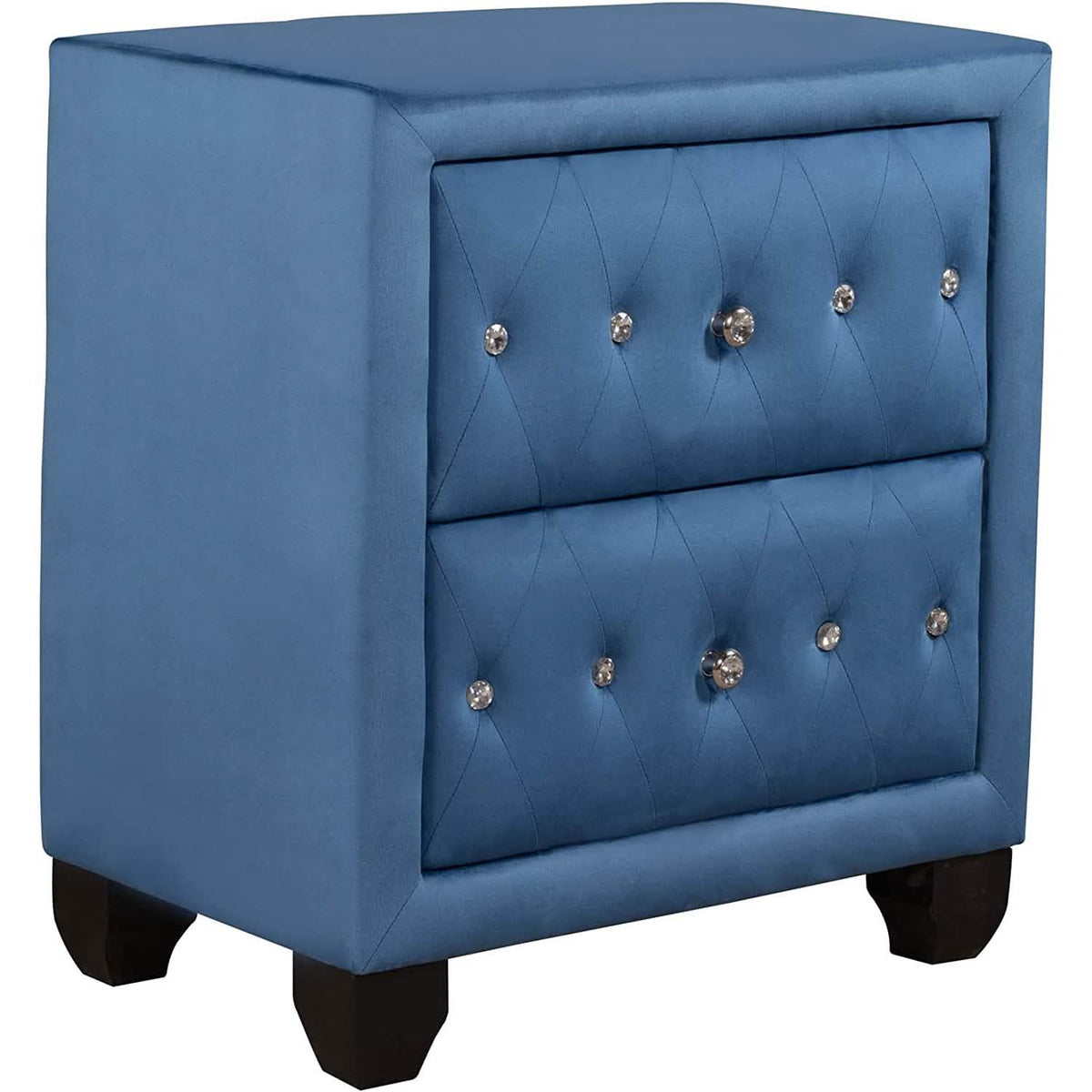 27.9" Tall Bedside Table Blue Upholstered Velvet 2-Drawer Nightstand - A-1 Thread Vault
