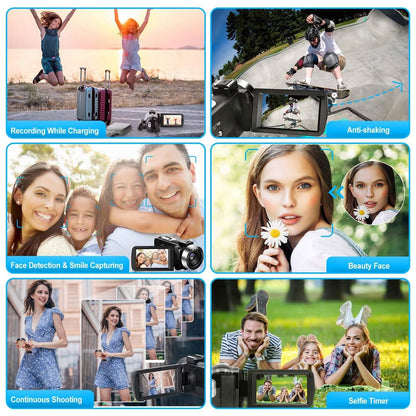 2.7K Camcorder 42MP 18x Zoom Digital Video Camera with 270° Rotating IPS Screen - A-1 Thread Vault