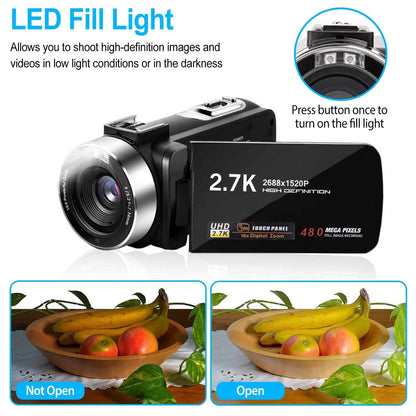 2.7K Camcorder 42MP 18x Zoom Digital Video Camera with 270° Rotating IPS Screen - A-1 Thread Vault