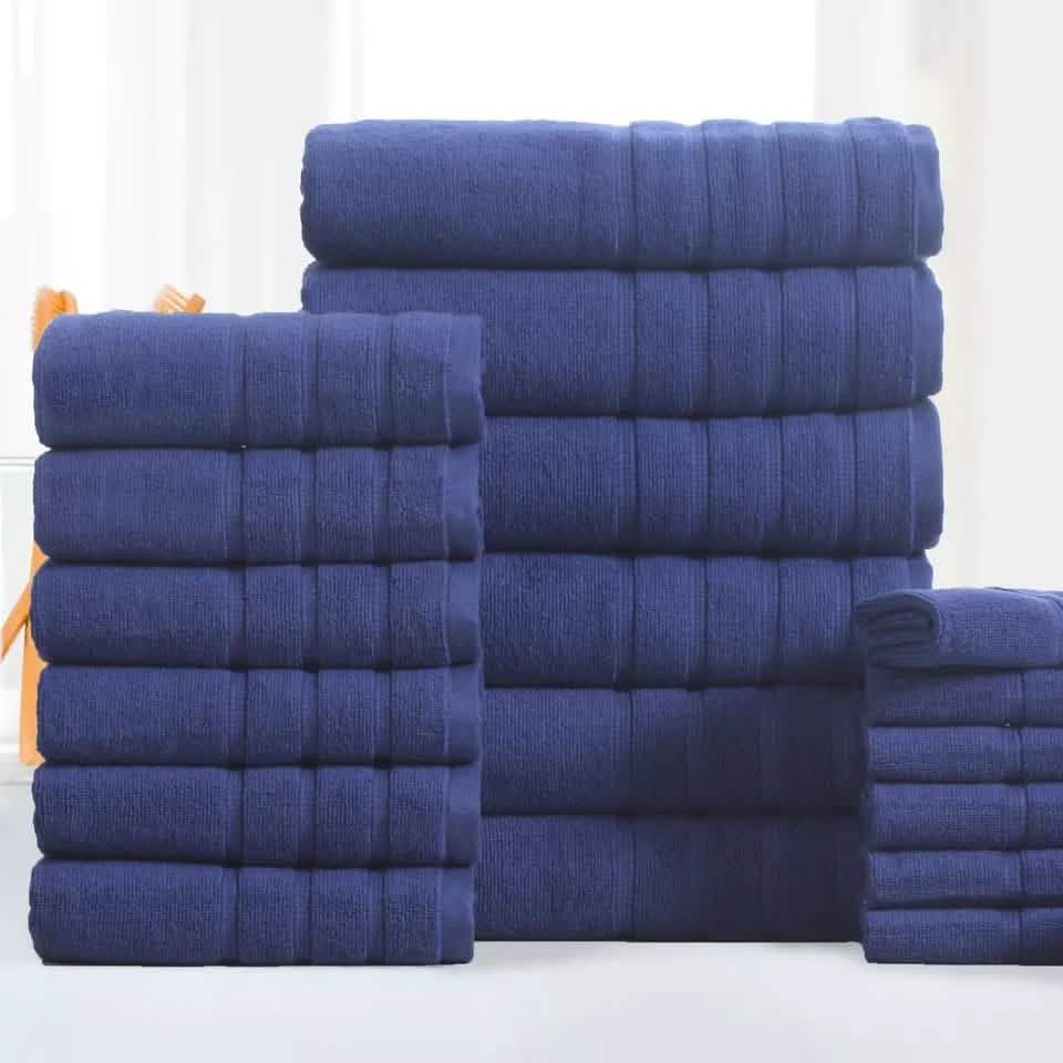 18-Piece: Bibb Home Zero Twist Egyptian Cotton Towel Set - A-1 Thread Vault