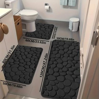 Ultra-Soft Memory Foam Bath Mat – Non-Slip, Absorbent (Gray Hexagon) - A-1 Thread Vault