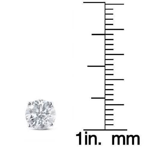 2Ct TW Round Lab Grown Diamond Studs 14K White Gold with Screw Backs - A-1 Thread Vault