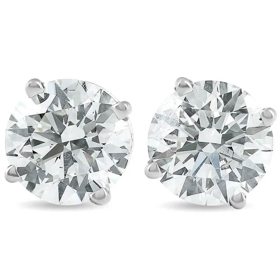 2Ct TW Round Lab Grown Diamond Studs 14K White Gold with Screw Backs - A-1 Thread Vault