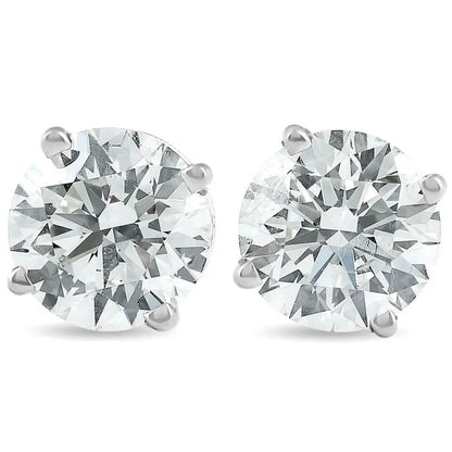 2Ct TW Round Lab Grown Diamond Studs 14K White Gold with Screw Backs - A-1 Thread Vault