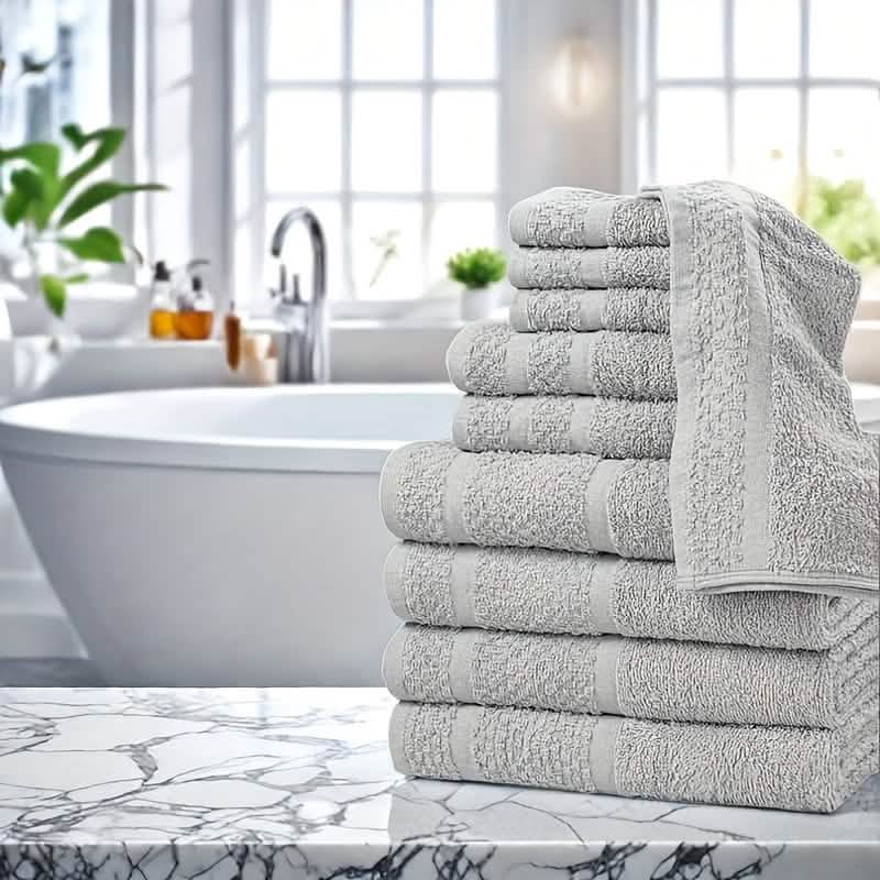 Gray Cotton Bath Towel Set (10–32 pcs) - A-1 Thread Vault