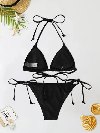 2Pc/Set 2024 Fashion Sexy Swimsuit Women Bikinis Set Triangle Swimwear String Beachwear Thong One Piece Suits Brazilian Biquini - A-1 Thread Vault