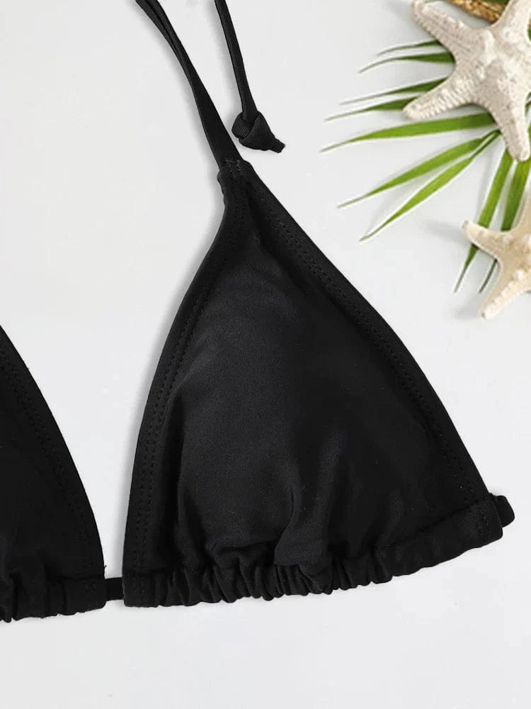 2Pc/Set 2024 Fashion Sexy Swimsuit Women Bikinis Set Triangle Swimwear String Beachwear Thong One Piece Suits Brazilian Biquini - A-1 Thread Vault