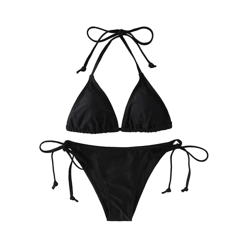 2Pc/Set 2024 Fashion Sexy Swimsuit Women Bikinis Set Triangle Swimwear String Beachwear Thong One Piece Suits Brazilian Biquini - A-1 Thread Vault
