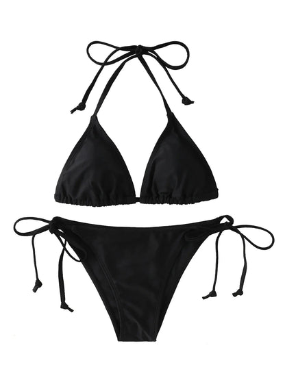 2Pc/Set 2024 Fashion Sexy Swimsuit Women Bikinis Set Triangle Swimwear String Beachwear Thong One Piece Suits Brazilian Biquini - A-1 Thread Vault