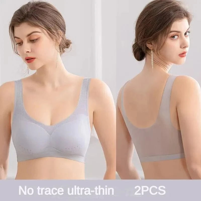 2PCS sexy bra lingerie Plus Size 4XL Seamless Bralette Wire Free Bras For Women Underwear Lingerie Sleep Brassiere Breathable - A-1 Thread Vault