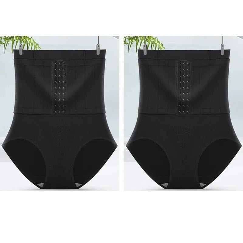 2pcs Women High Waist Shaping Briefs Buckle adjustment Body Shaper Slimming Underwear Butt Lifter Control Pantie Shapewear Pant - A-1 Thread Vault