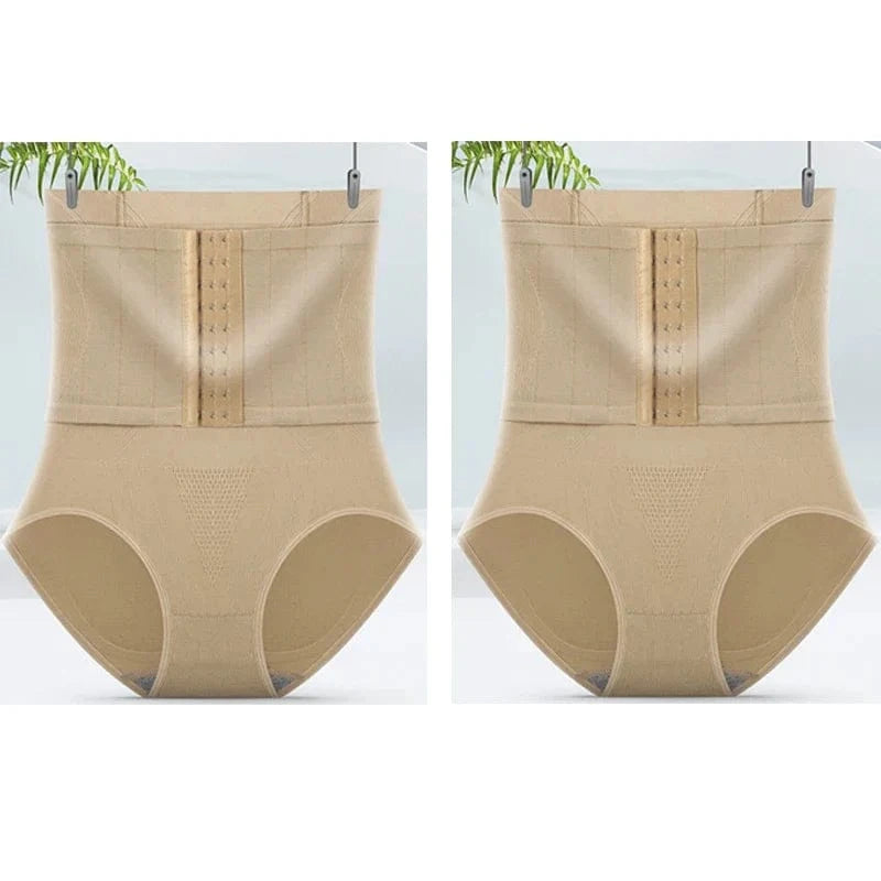 2pcs Women High Waist Shaping Briefs Buckle adjustment Body Shaper Slimming Underwear Butt Lifter Control Pantie Shapewear Pant - A-1 Thread Vault
