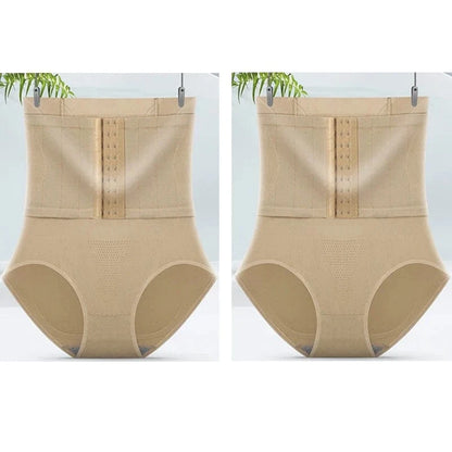 2pcs Women High Waist Shaping Briefs Buckle adjustment Body Shaper Slimming Underwear Butt Lifter Control Pantie Shapewear Pant - A-1 Thread Vault
