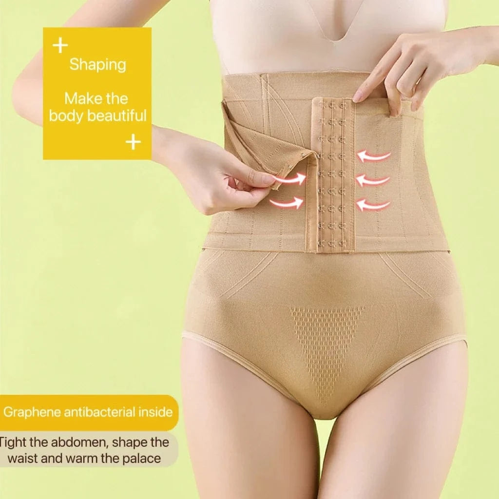 2pcs Women High Waist Shaping Briefs Buckle adjustment Body Shaper Slimming Underwear Butt Lifter Control Pantie Shapewear Pant - A-1 Thread Vault