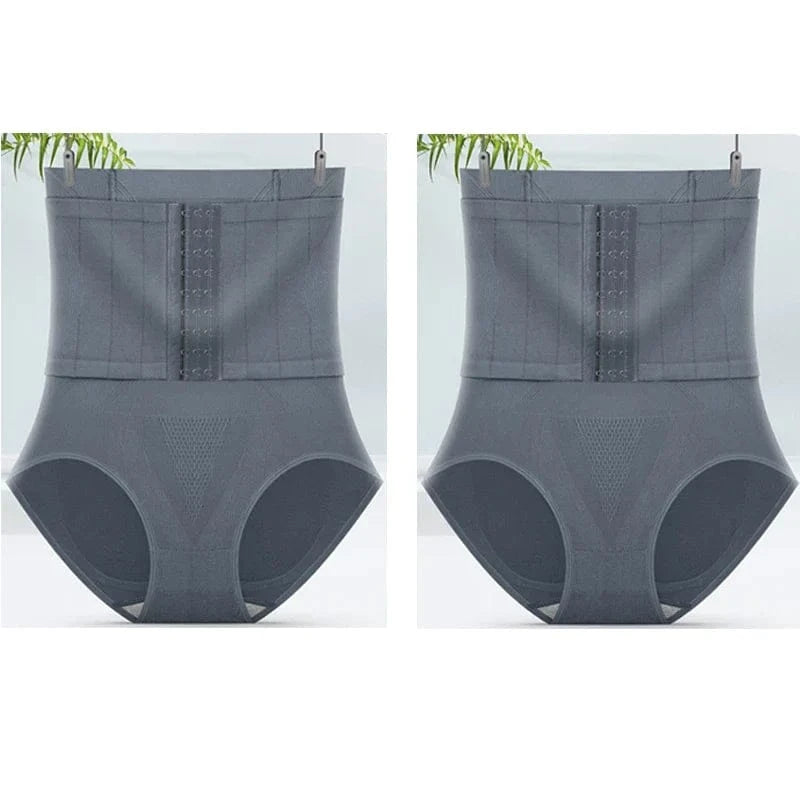 2pcs Women High Waist Shaping Briefs Buckle adjustment Body Shaper Slimming Underwear Butt Lifter Control Pantie Shapewear Pant - A-1 Thread Vault