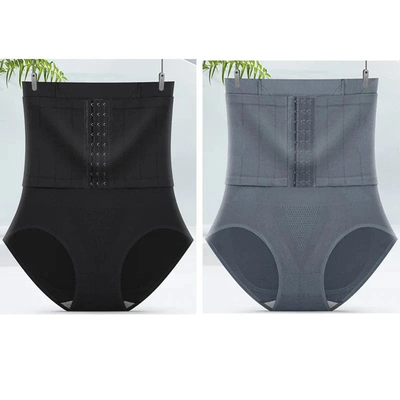 2pcs Women High Waist Shaping Briefs Buckle adjustment Body Shaper Slimming Underwear Butt Lifter Control Pantie Shapewear Pant - A-1 Thread Vault