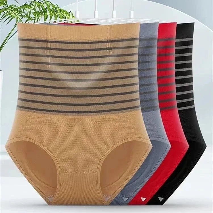 2pcs Women No Trace High Waist Shaping Briefs Body Shaper Slimming Underwear Butt Lifter Control Panties Stripe Shapewear Pants - A-1 Thread Vault