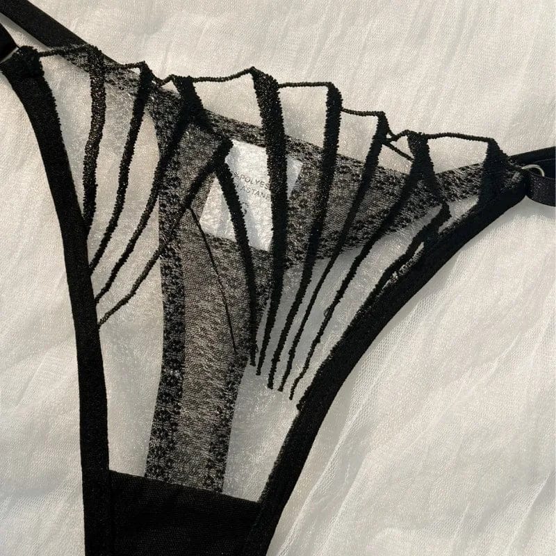 2pcs Women's Bra Set Sexy Lace Mesh Lingerie Set Ultra Thin Breathable Comfortable Lightweight Scallop Transparent Lingerie Set - A-1 Thread Vault