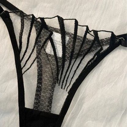 2pcs Women's Bra Set Sexy Lace Mesh Lingerie Set Ultra Thin Breathable Comfortable Lightweight Scallop Transparent Lingerie Set - A-1 Thread Vault