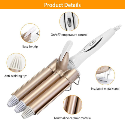 3-Barrel Curling Iron Wand Electric Hair Curler 1" Triple Hair Waver - A-1 Thread Vault