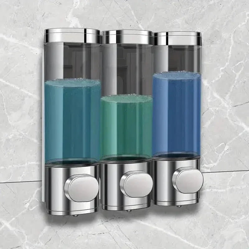 3-Chamber Shower Dispenser - Wall Mounted, No Leakage, No Drill - A-1 Thread Vault
