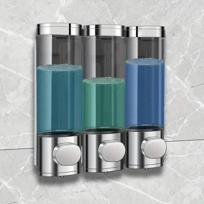 3-Chamber Shower Dispenser - Wall Mounted, No Leakage, No Drill - A-1 Thread Vault