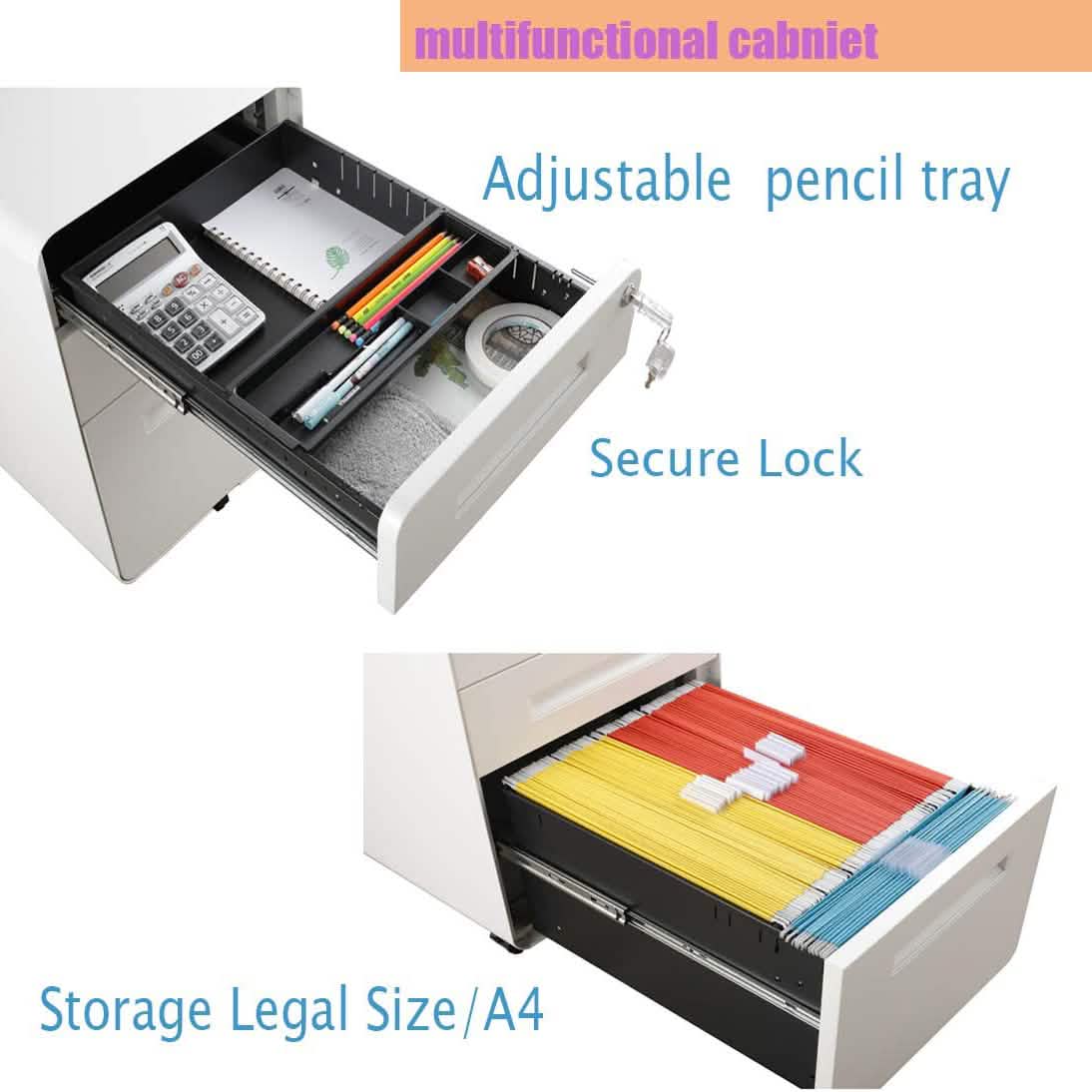 3 Drawer Rolling File Cabinet - A-1 Thread Vault