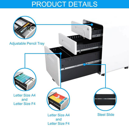 3 Drawer Rolling File Cabinet - A-1 Thread Vault