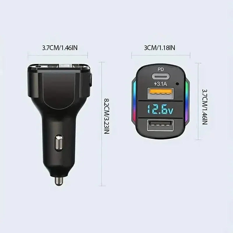 3-in-1 65W 3-port USB PD Fast Car Charger - A-1 Thread Vault