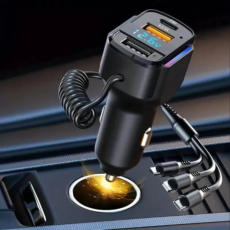 3-in-1 65W 3-port USB PD Fast Car Charger - A-1 Thread Vault