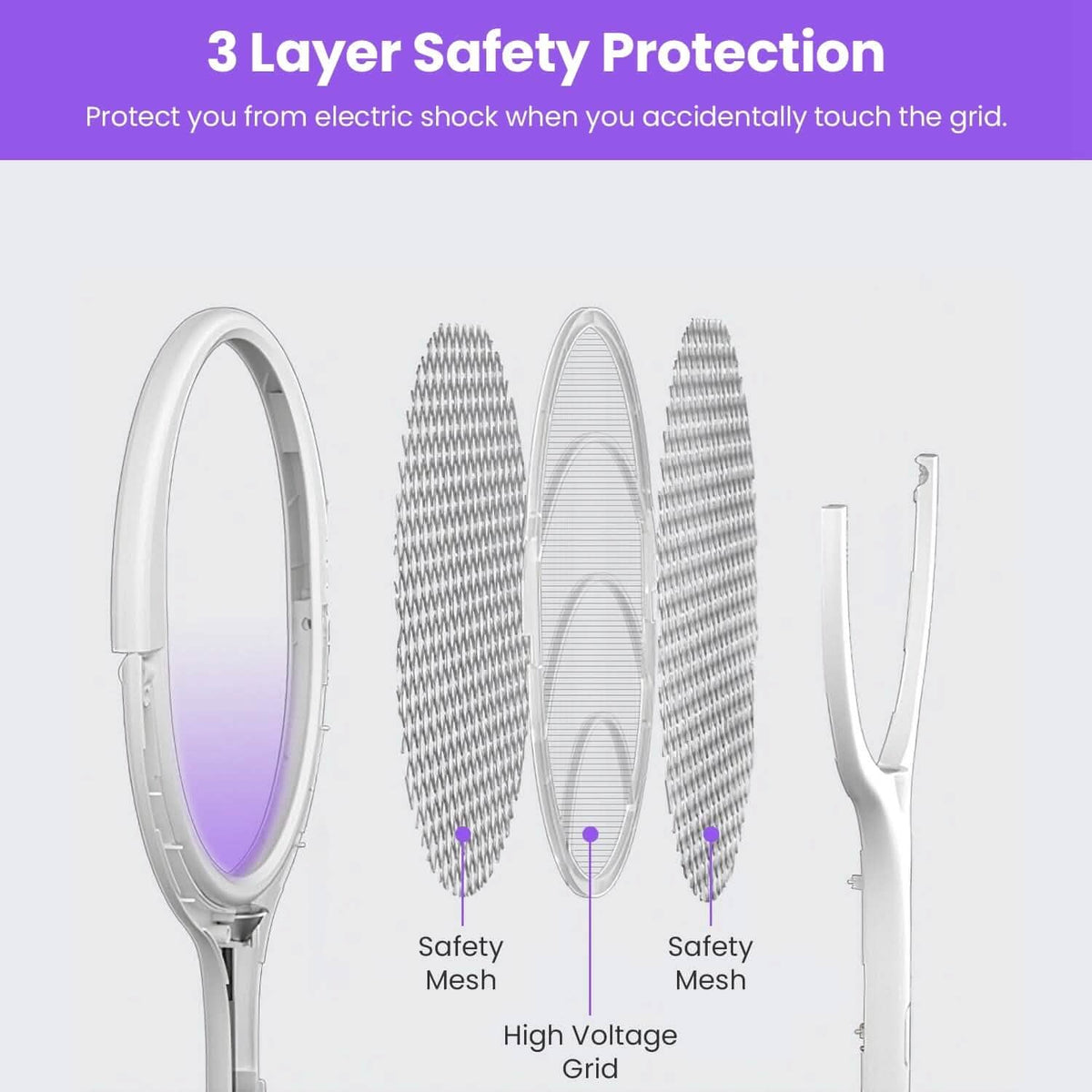 3-in-1 90º Rotating Electric Bug Zapper Racket - A-1 Thread Vault