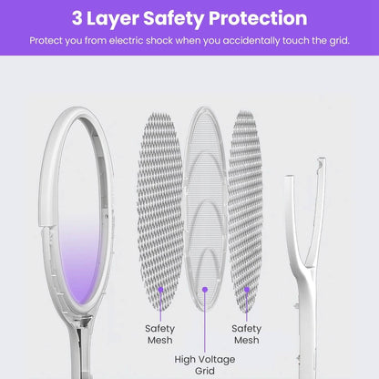 3-in-1 90º Rotating Electric Bug Zapper Racket - A-1 Thread Vault