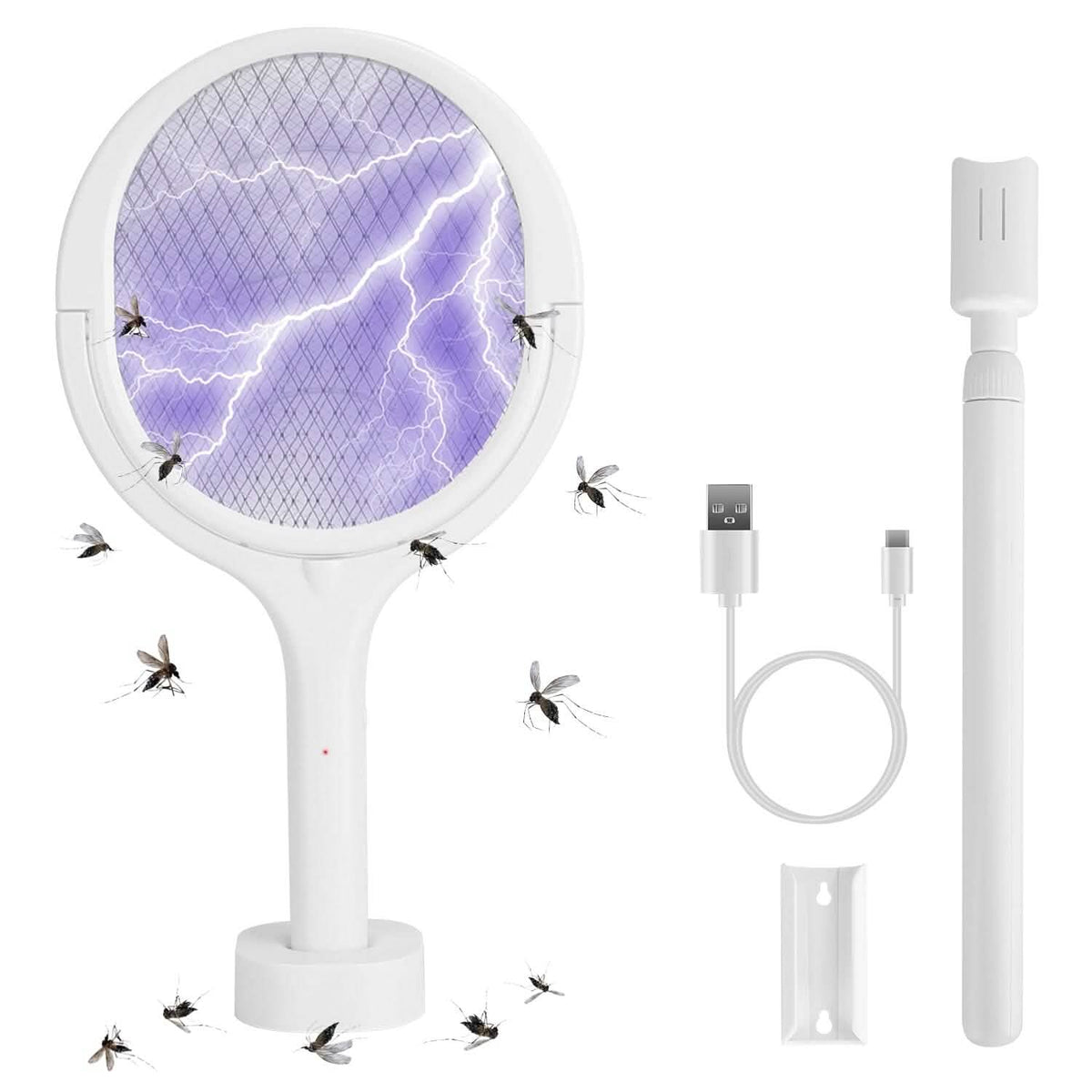 3-in-1 90º Rotating Electric Bug Zapper Racket - A-1 Thread Vault