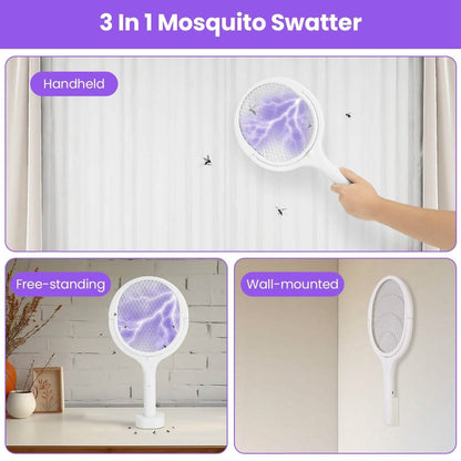 3-in-1 90º Rotating Electric Bug Zapper Racket - A-1 Thread Vault