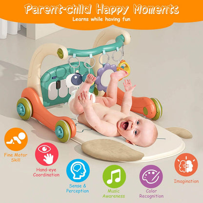 3-in-1 Baby Gym Playmat with Learning Walker for 0-12 Months Old - A-1 Thread Vault