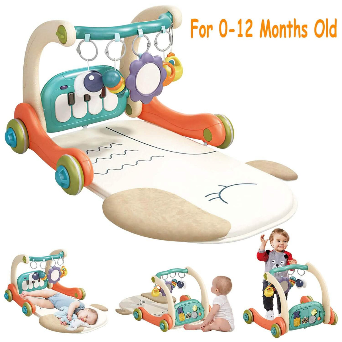 3-in-1 Baby Gym Playmat with Learning Walker for 0-12 Months Old - A-1 Thread Vault