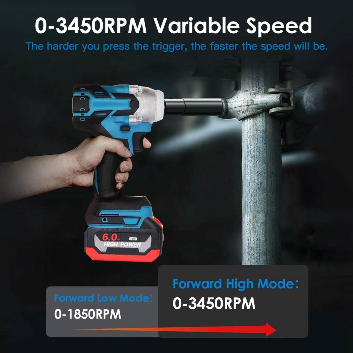 3-In-1 Cordless Electric Impact Wrench Drill Screwdriver with Brushless Motor Max 3450RPM Variable Speed - A-1 Thread Vault