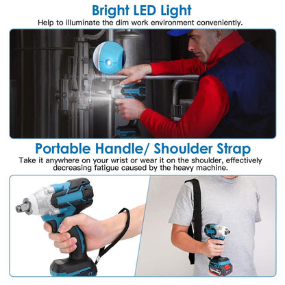 3-In-1 Cordless Electric Impact Wrench Drill Screwdriver with Brushless Motor Max 3450RPM Variable Speed - A-1 Thread Vault